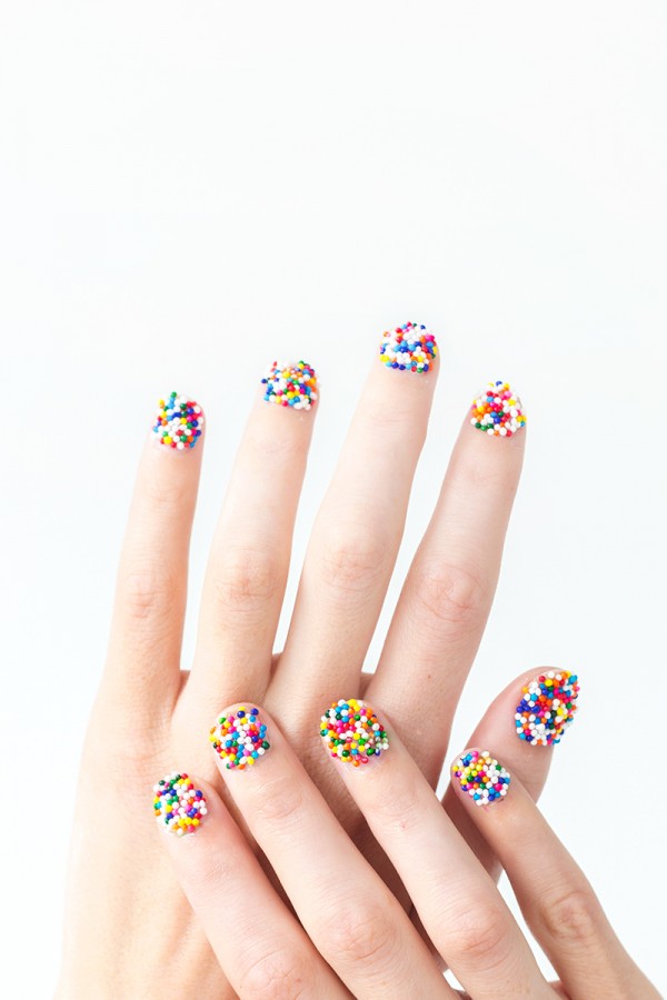 Nails with sprinkles on them