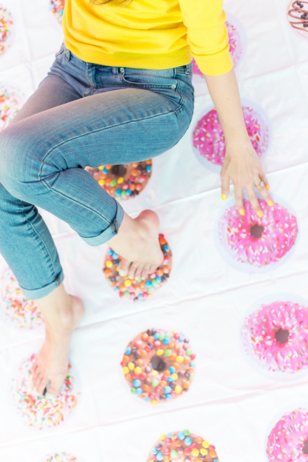 Someone playing donut twister