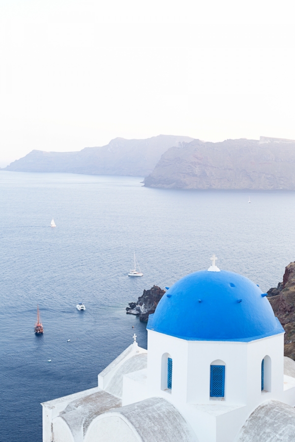 The top of a blue building on the coast