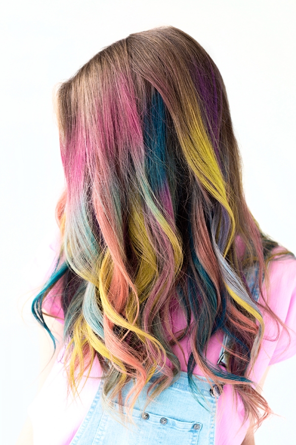 A woman with rainbow hair