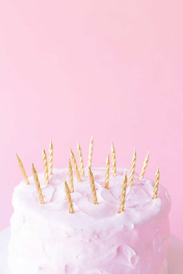 Cake with gold candles