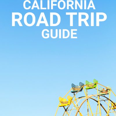 A photo of a ferris wheel with "california road trip guide" on it