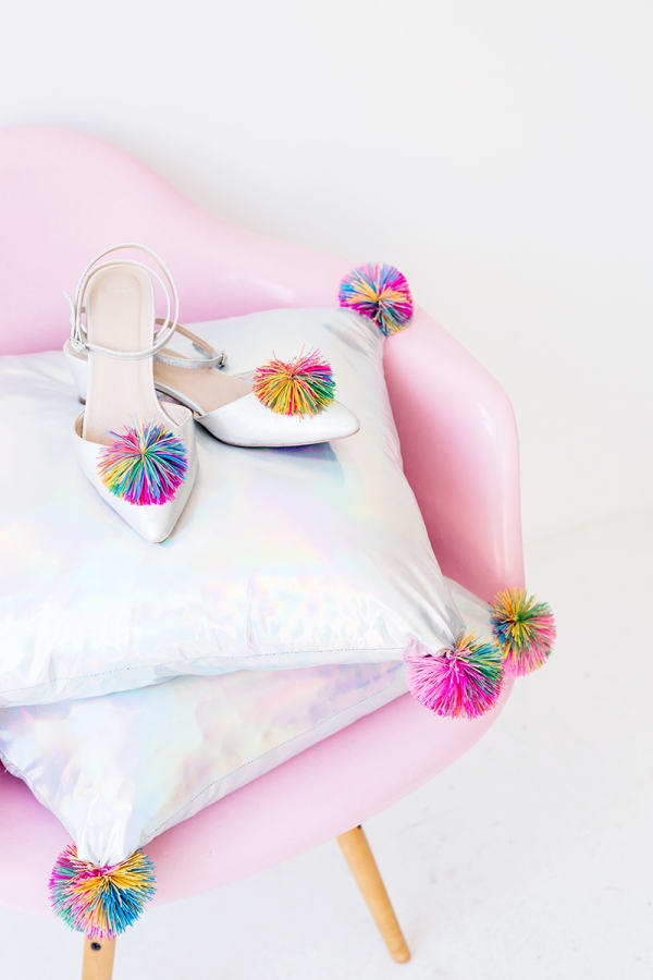 Pillows with shoes on them