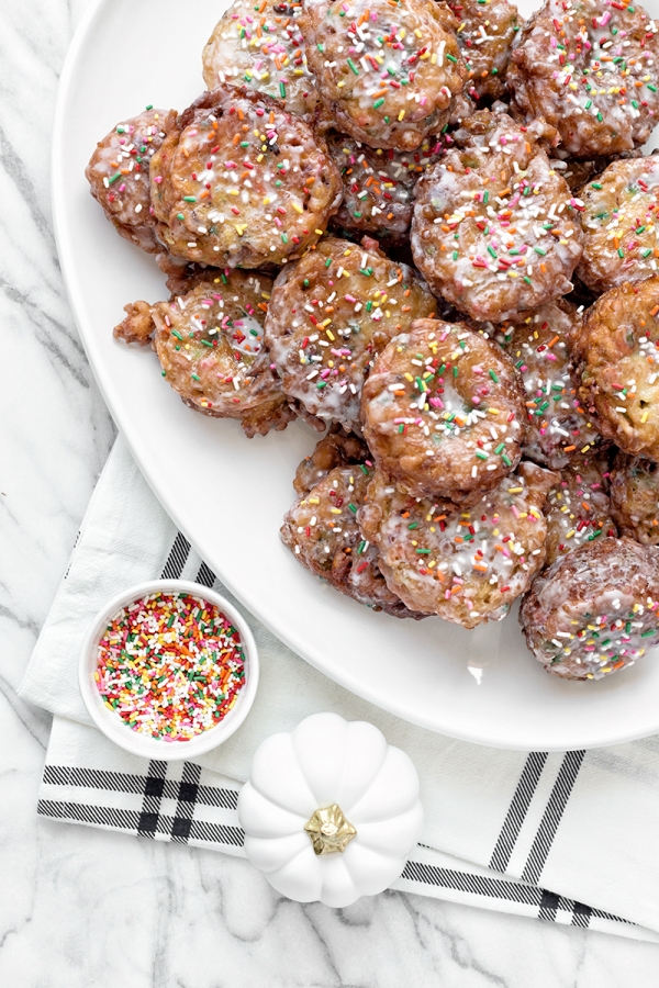 Apple fritters with sprinkles 