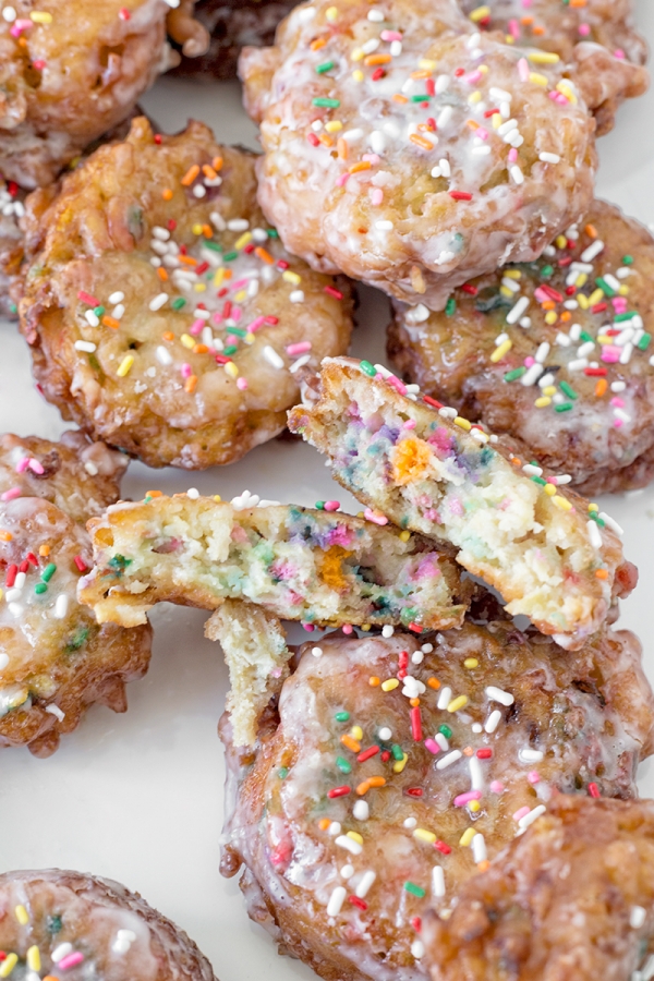 Apple fritters with sprinkles 