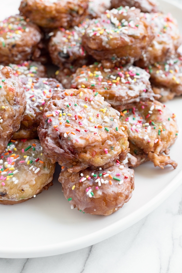 Apple fritters with sprinkles 
