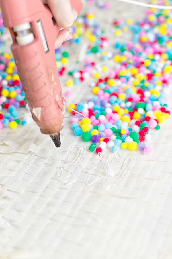 Glue gun and colorful beads