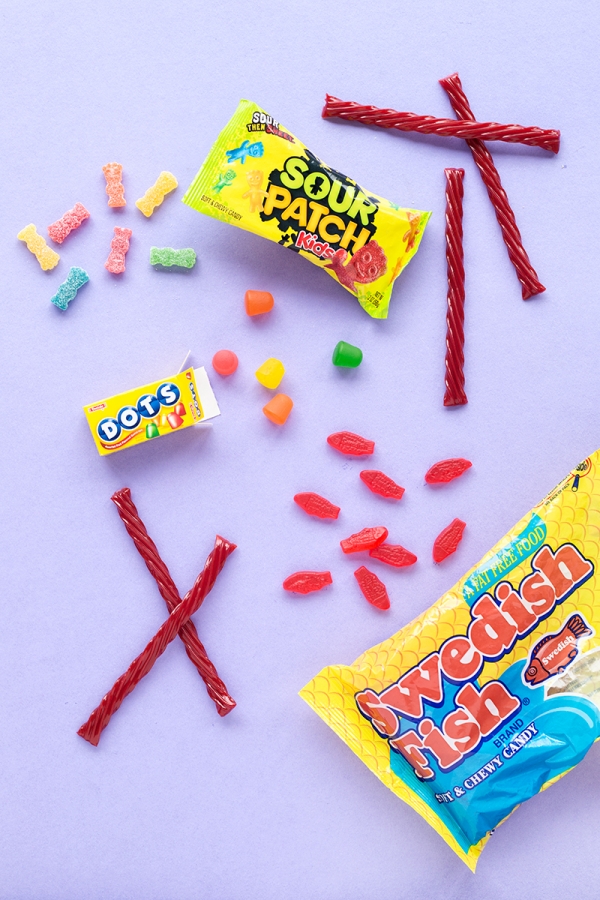 Candy on a colorful surface 