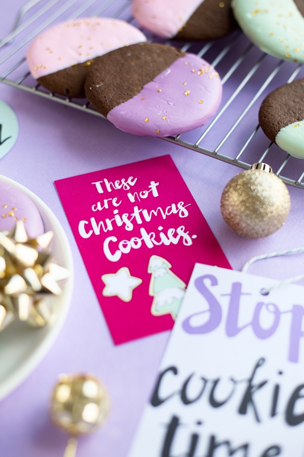 Color Dipped Gingerbread Cookies + Cookie Swap Printables | studiodiy.com