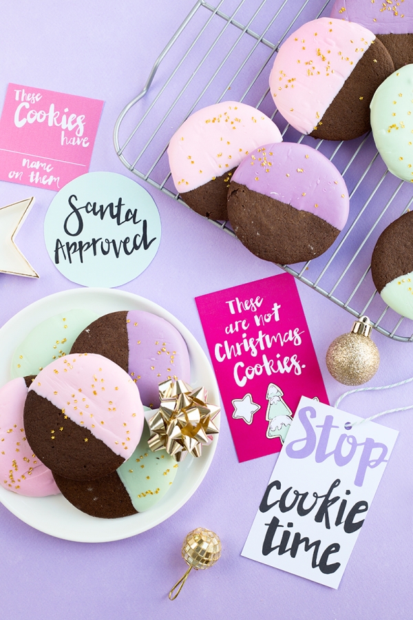 Color Dipped Gingerbread Cookies + Cookie Swap Printables | studiodiy.com