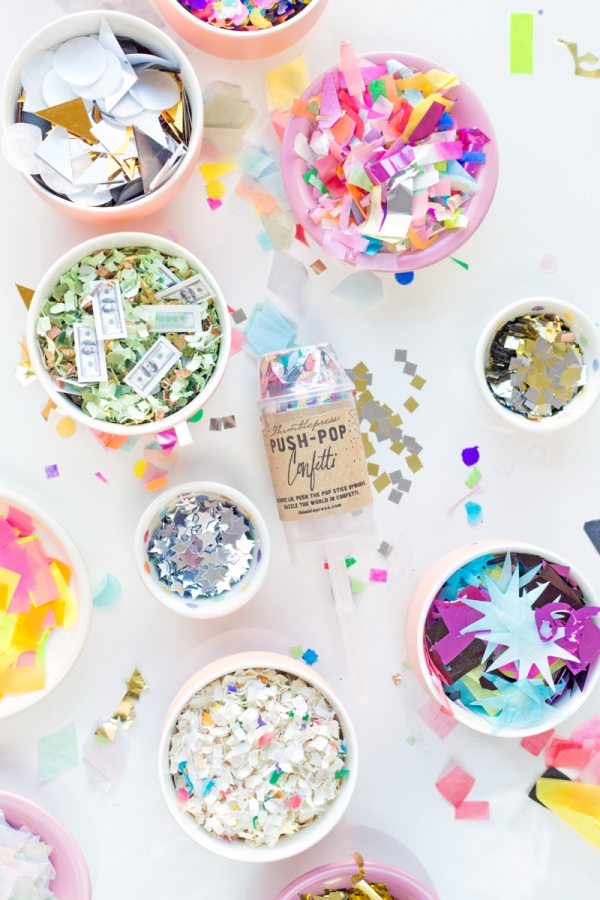 Cups with confetti in them