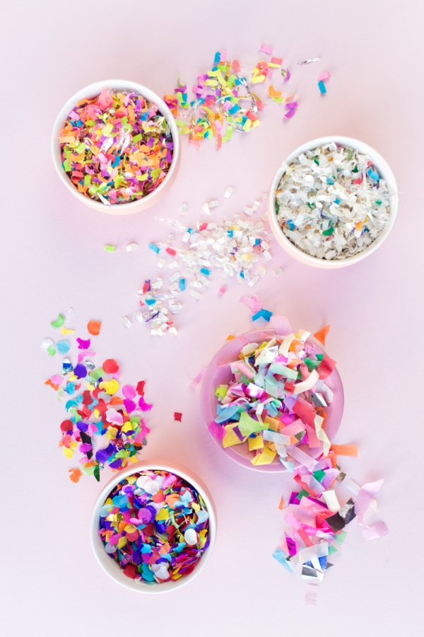 Cups with confetti in them