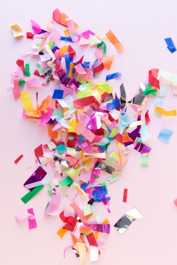 Confetti on a pink table