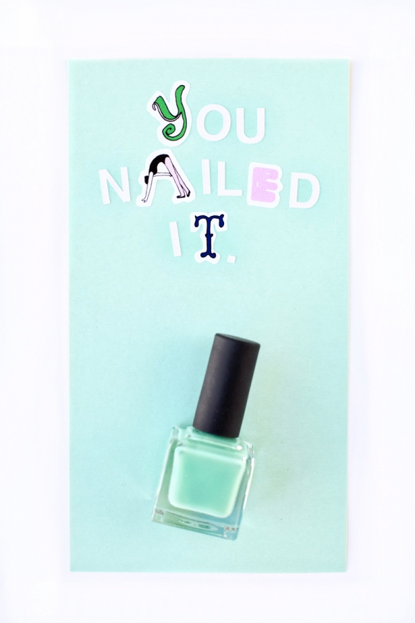 Nail polish and cut out letters