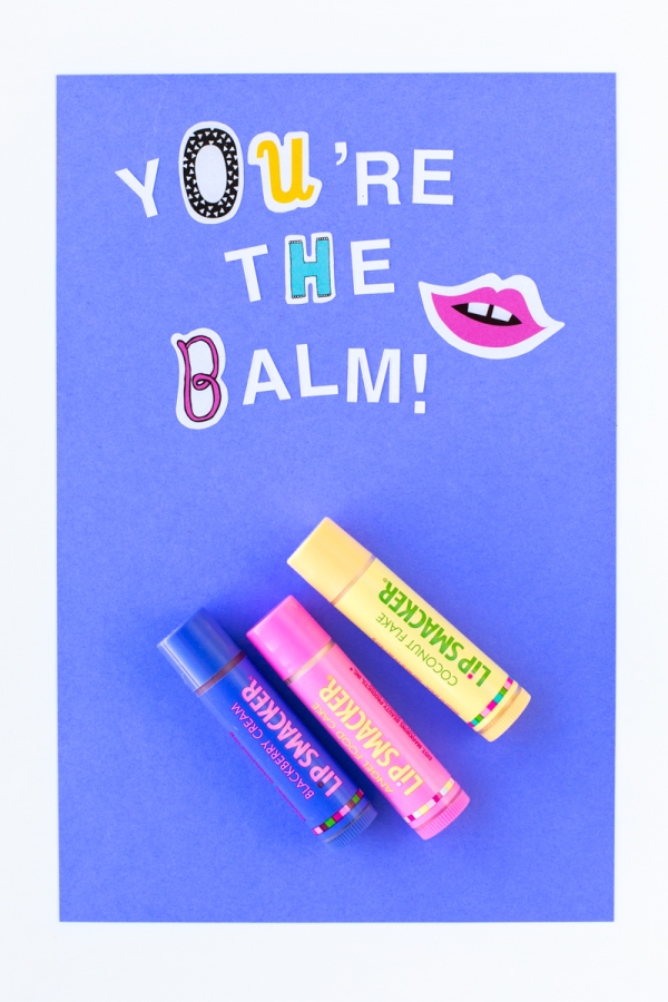 Lip balms and cut out letters
