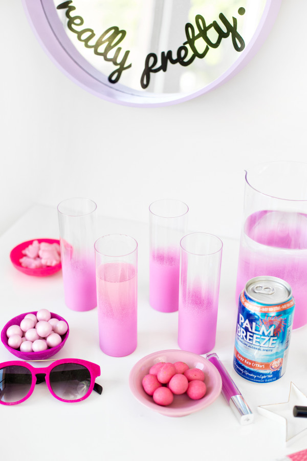 Glasses with pink paints