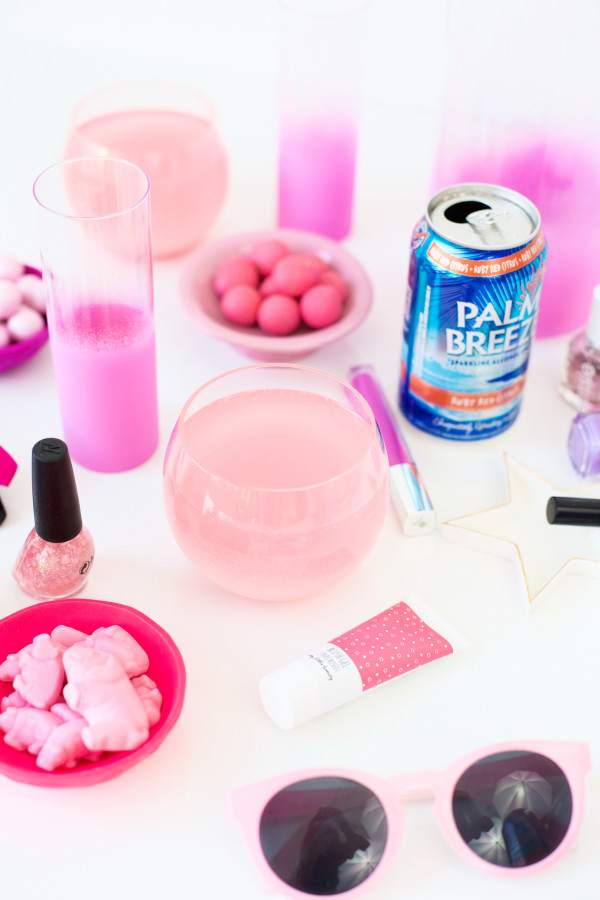 Pink candies and drinks