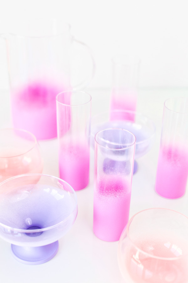 Glasses with pink paint