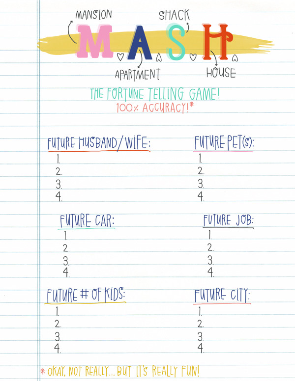 Printable Mash Game 6993