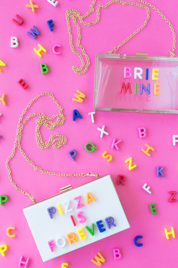 Plastic purse and colorful letters