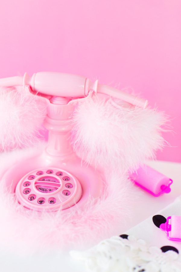 Pink fluffy phone