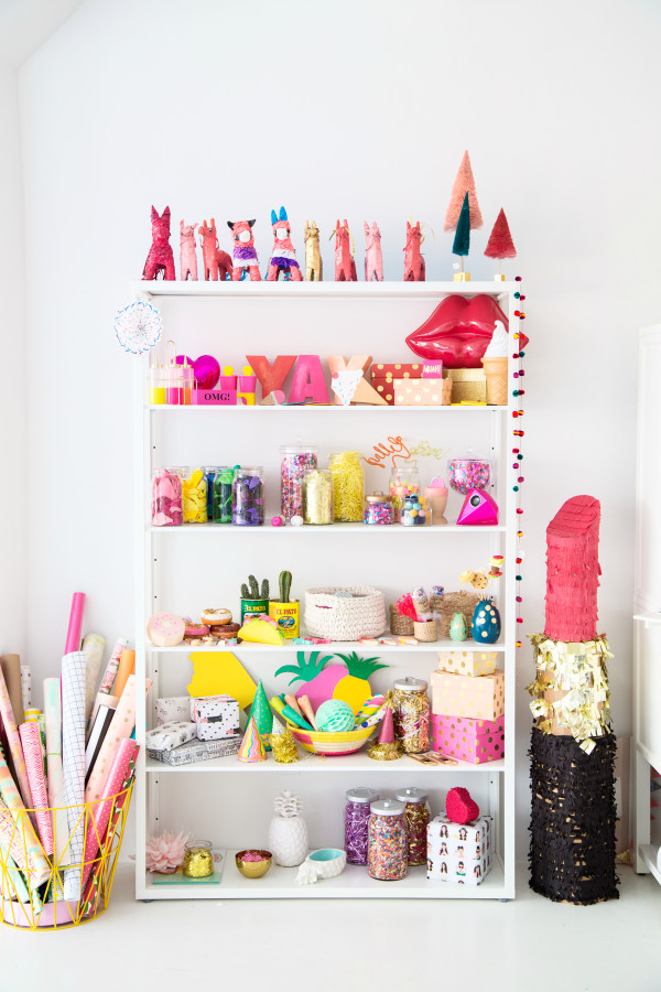 Shelves with colorful decor