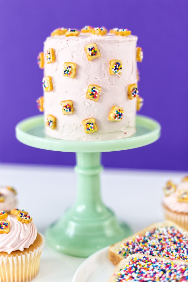 A cake with fairy bread sprinkles on it