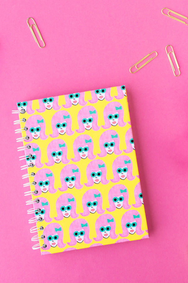 A notebook with characters on it