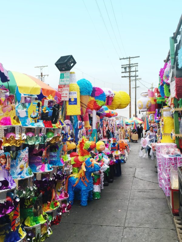 An alley with toys and decorations 