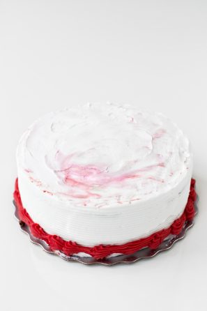 White cake and red frosting