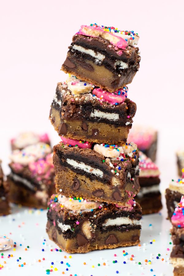 Oreo Brookies Stacked on top of each other