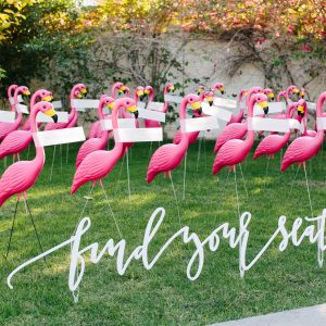 Lawn Flamingo Wedding Escort Cards