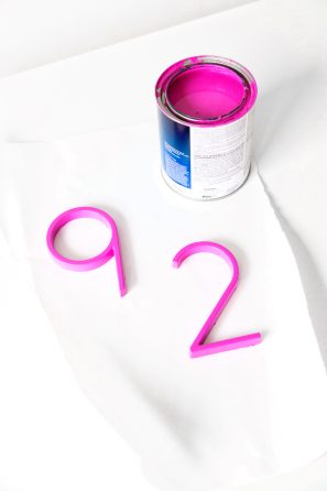 Numbers painted pink