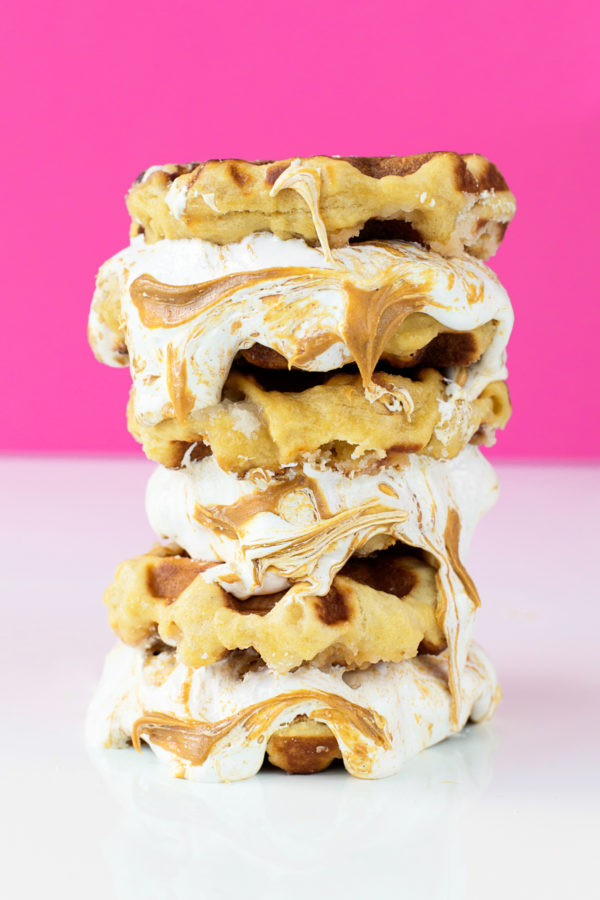 Waffles stacked on top of each other