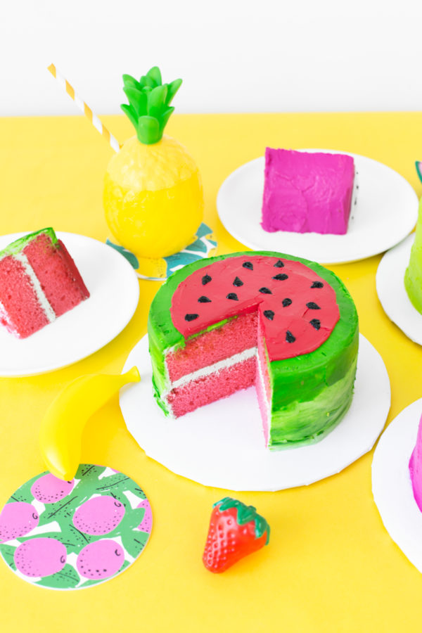 Watermelon cake and slices