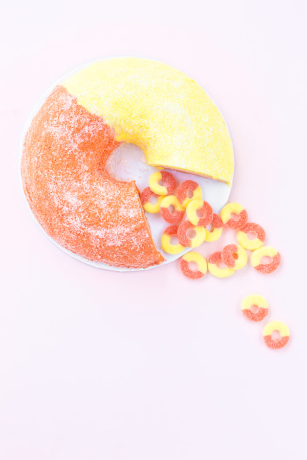 Peach ring cake and gummies 