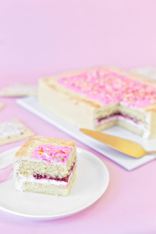 A giant pop tart cake and slices