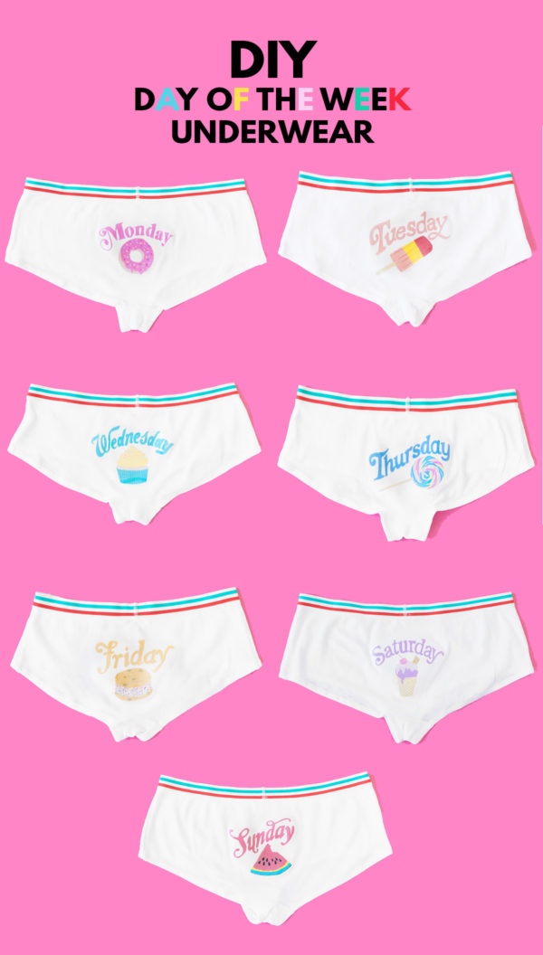 Underwear with the days of the week on them