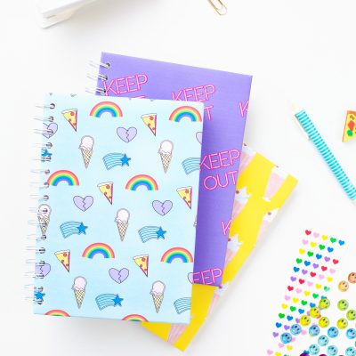 Notebook with colorful decorations on it
