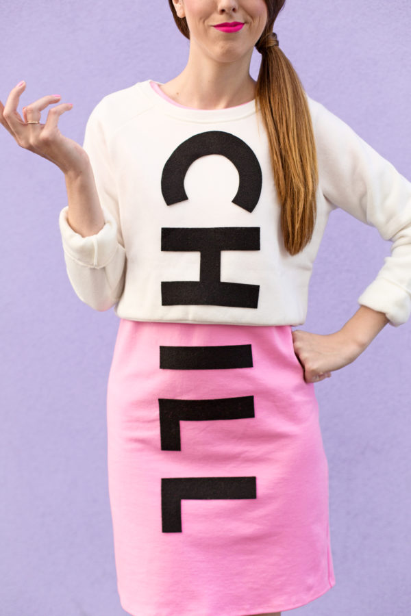 A woman in a \"chill pill\" costume
