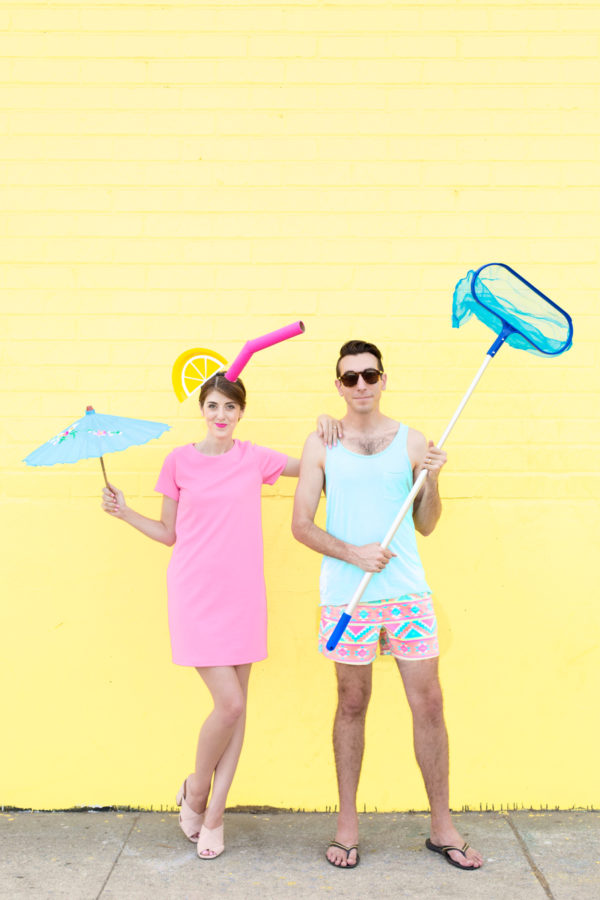 DIY Tropical Drink + Pool Boy Couple's Costume