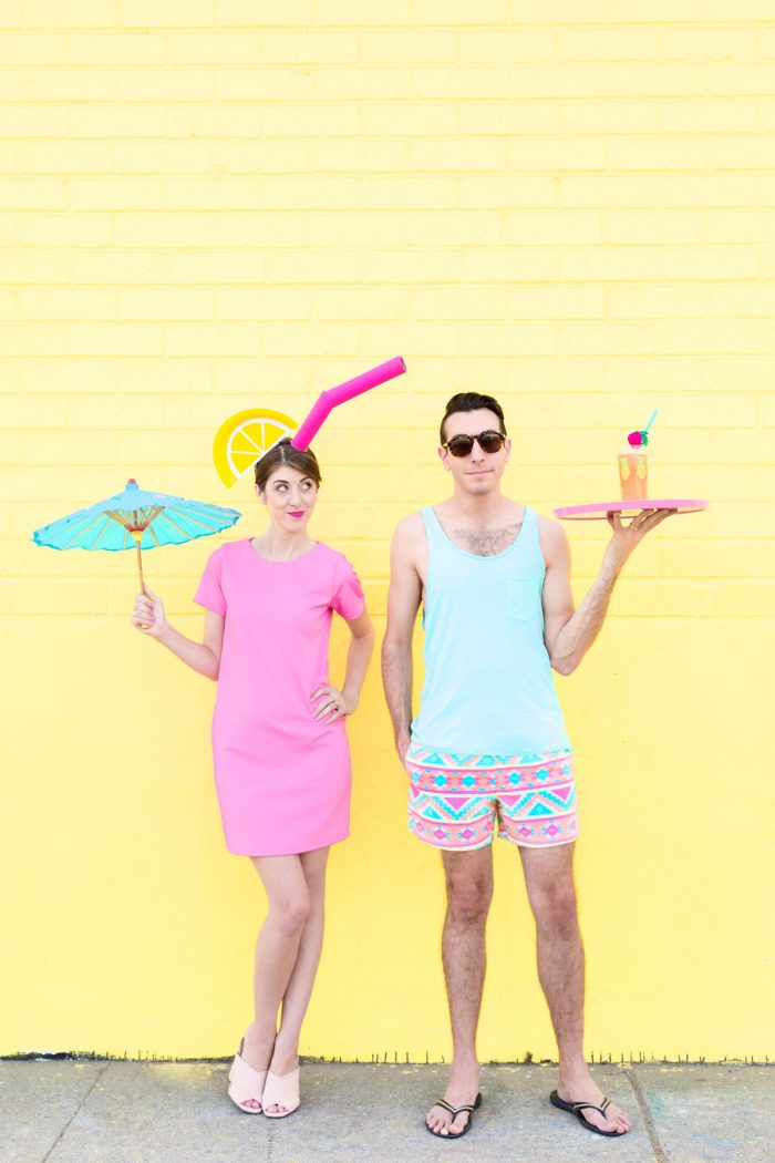 DIY Tropical Drink + Pool Boy Couple's Costume