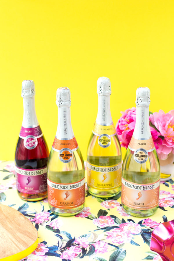 Colorful bottles of champagne 