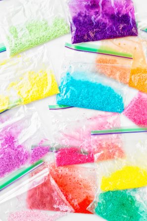 Bags full of colorful sprinkles 
