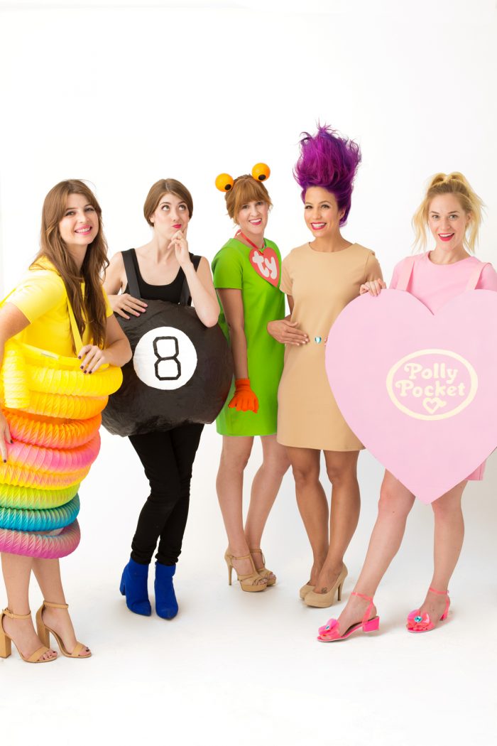 A group of girls wearing costumes 