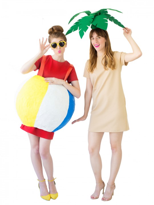 DIY Palm Tree + Beach Ball Costumes