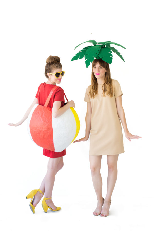 DIY Palm Tree + Beach Ball Costumes