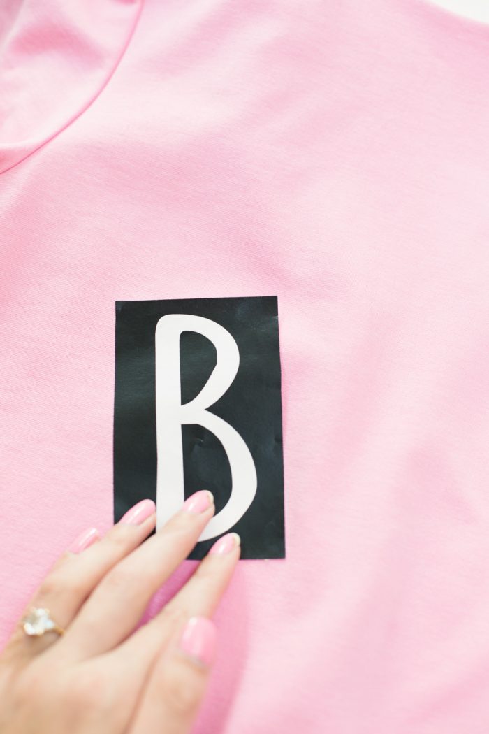 Pink fabric and lettering