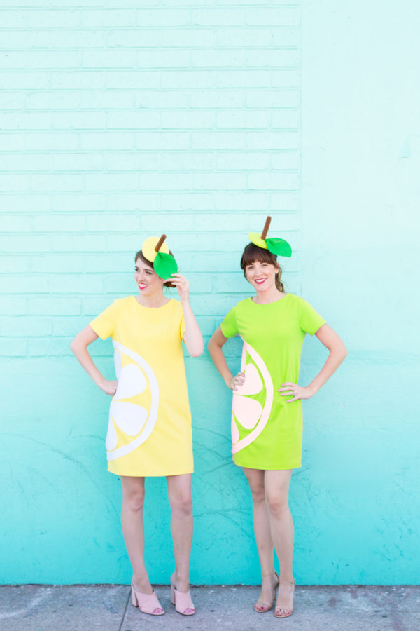 Two women dressed as fruit 