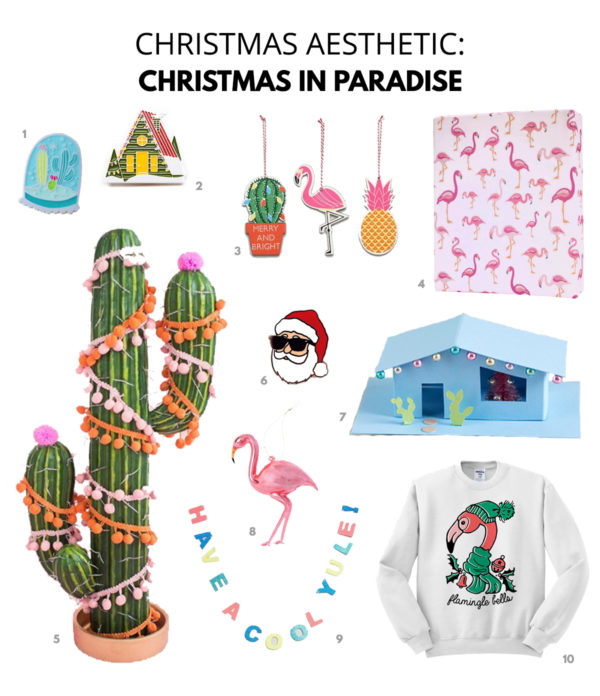 A graphic with holiday accessories and clothes